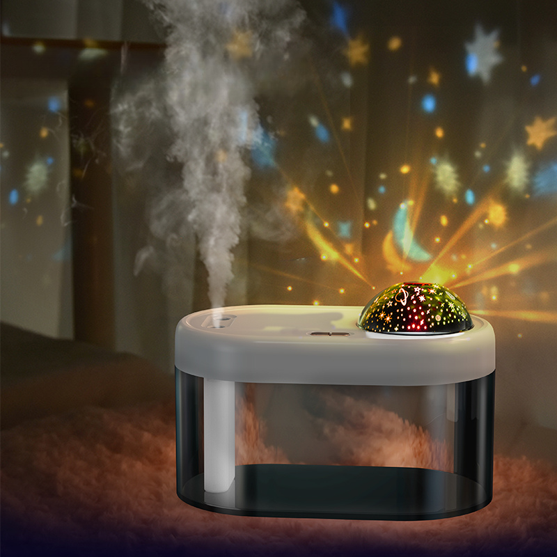 1200mAh Battery Ultrasonic Air Humidifier Home Use With Starry Sky Projection Lamp