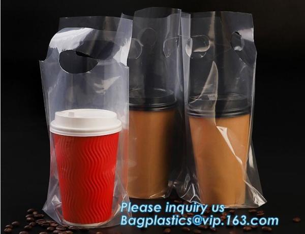 Disposable cup carrier bag, carry bag, cup handle bag, handy bag, die cut bag, handle carry bag, grocery bag, bakery pac