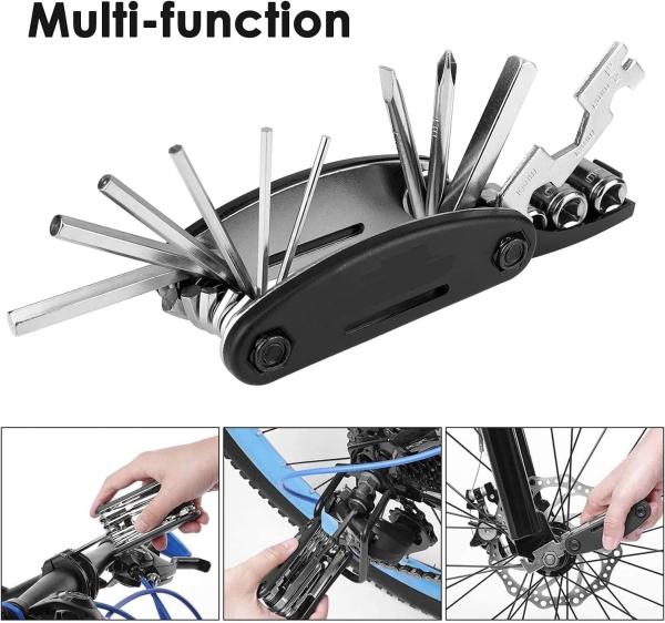 Bike Repair Tool Kit - 16 in 1 Bicycle Multitool Mountain Bike Tool Cycling Maintenance, Bike Hex Key Wrench