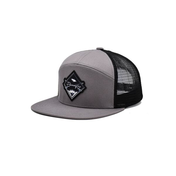 Broderie personnalisée bord plat 7 panneaux patch de sublimation Snapback Mesh