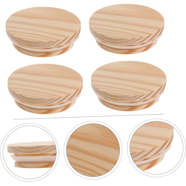 8Pcs Wooden Bamboo Lids Non Spill Candle Glass Jars Airtight Jar Wooden Lid Jars