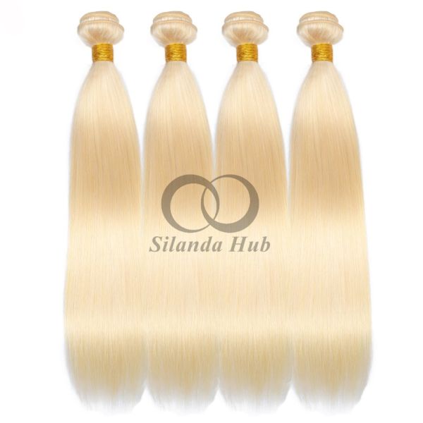 #613 Bleached Blonde Straight Remy Human Hair Bundles Sew In Weave Bundles Brazilian Bundle Deals