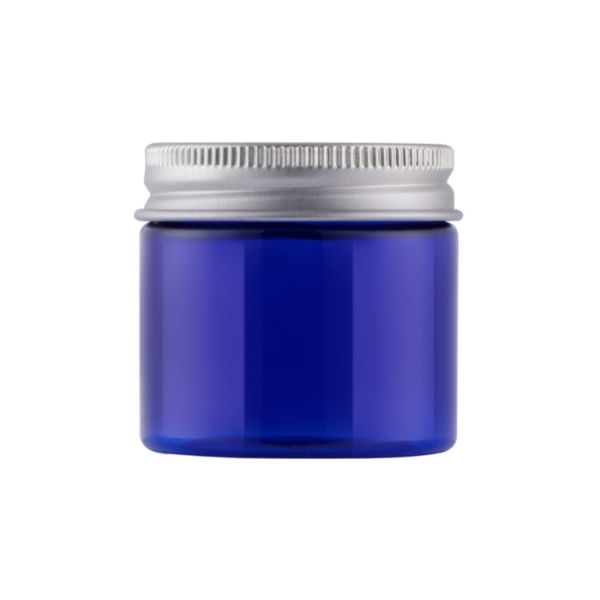 Amber Blue Green Color Transparent PET Plastic Jar With Sliver Aluminum Cap