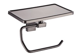 Toilet Tissue Roll Holder with Phone Shelf Adhesive or Screw Wall Mounted Mordern Style