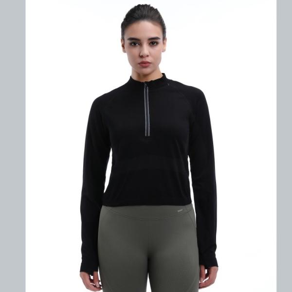 Long Sleeve Quarter Zip Tops Breathable Sustainable Quick Dry