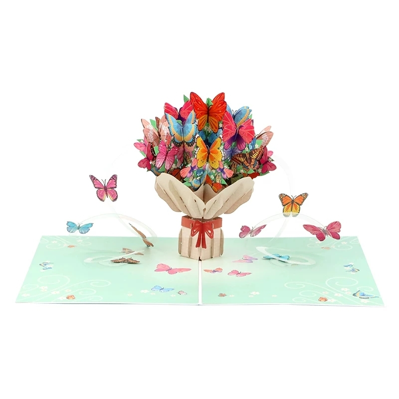 3D Butterfly Bouquet Pop Up Greeting Cards With Multi-Tiered Layered Design