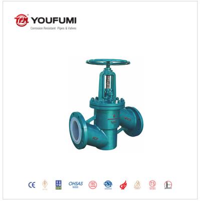 PFA Lined Globe Valve With WCB Body