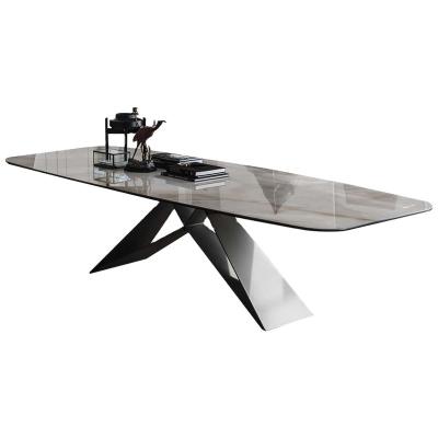 mesa de jantar de 150cm e cadeiras luxuosas Gray Marble Dining Table Set para 2 4 5 6