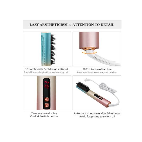 Anti Scalding Professional Electric Hair Dryer Brush With Memory Function