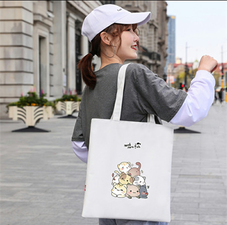 2023 Custom Logo and size canvas Printed Organic Calico Shopping bag Canvas Tote lady shopping bag school bag for kids