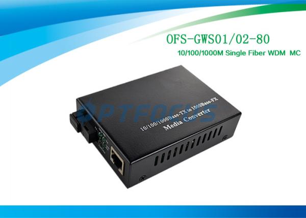 1310nm 1550 nm Fiber Media Converter Single Mode SM  80 Km SC 10 / 100 / 1000Base - Tx to 1000 Base - FX