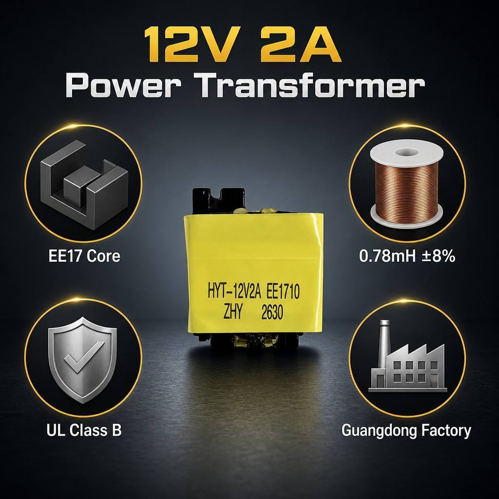 Free Sample Customizable Factory EE1710 5+2 12V2A High‑Frequency Transformer, Flyback Power Transformer for Network Communication Power Supply