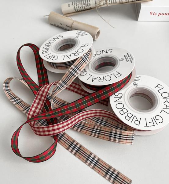 British Style Tie Christmas Plaid Ribbon Flower Bouquet Eco-friendly Fabric Tape Handmade Floral DIY Gift Packaging Materials