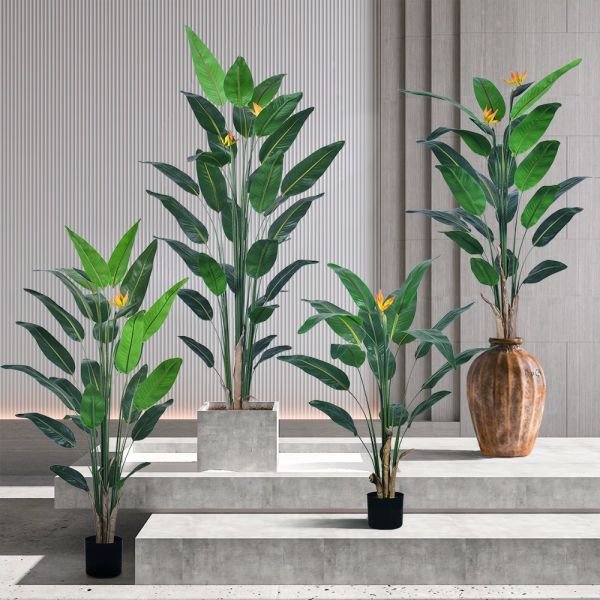 Haihong Factory Wholesale Plastic Decorative Plants 4ft 6ft Bird of Paradise Artificial Plant for  Cafe Shop Decoration