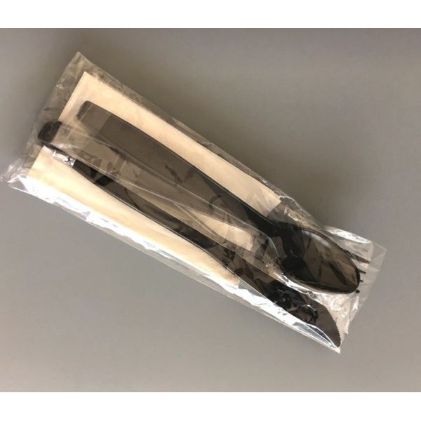 Plastic Cutlery Set with Free Design Disposable Utensils Fork Knife Spoon and Napkin