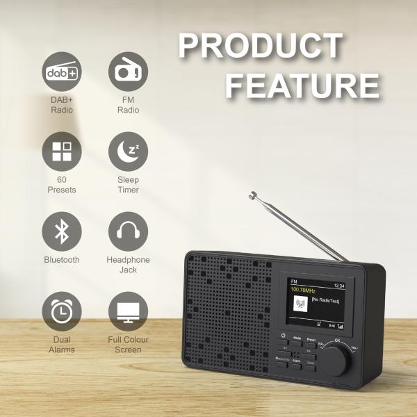 TFT Display DAB FM Rádio Portátil Doméstico DAB FM Rádio Internet Baixo Ruído