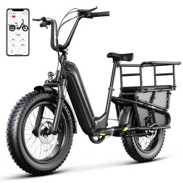 20 Inch Fat Tire  Rack for Carrying Goods & Passengers, Powerful Motor, Long Range Long Tail Electric Bike with Cargo