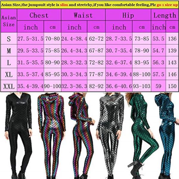Women's Sexy Fish Scale Jumpsuit Colorful Lightweight High Elasticity Fabric
