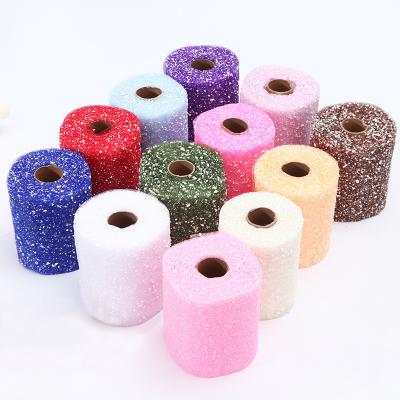 Neve branca Dots Organza Tulle Rolls Wrapping Mesh Fabric 15cm x 5 jardas