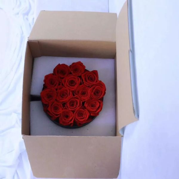 Long Lasting Preserved Rose In Box Suede Round Boxes Preserved Roses Box Gifts