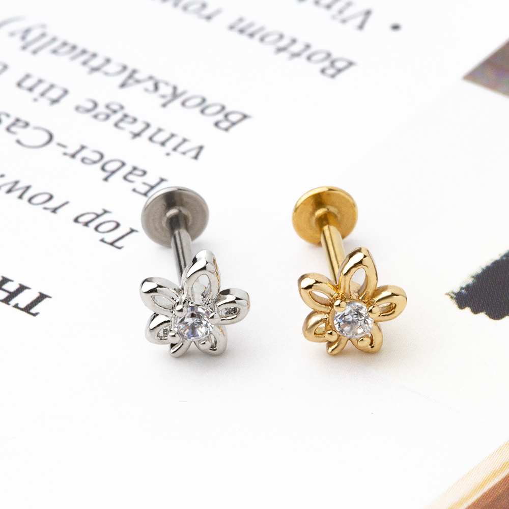 14K piercing du corps en acier inoxydable bijoux or Labret piercing des lèvres bijoux 1,2 mm