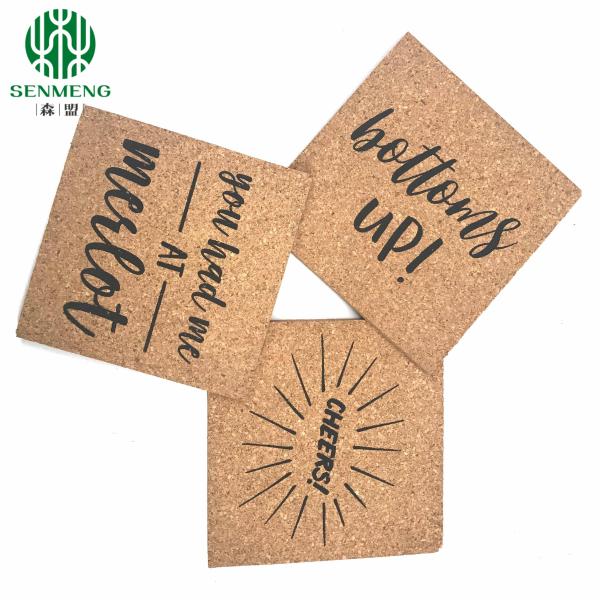 Custom Square Natural Hot Dishes Cork Placemats with Beautiful Printed Pattern
