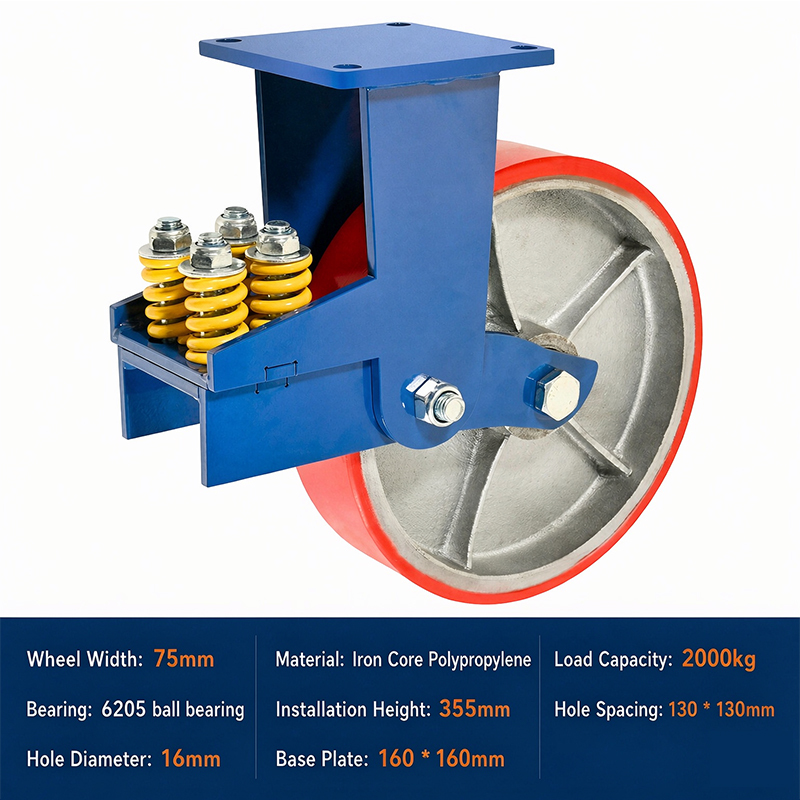 Super Heavy Duty Flat Iron Core Caster 2,000 kg Capacity Rigid / Swivel / Brake 10 × 3 FORGING & ROLLING MILL