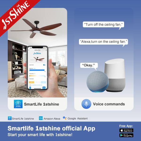 60-inch 5 Plastic Blade LED Ceiling Fan with Remote Control and Modern Design Style