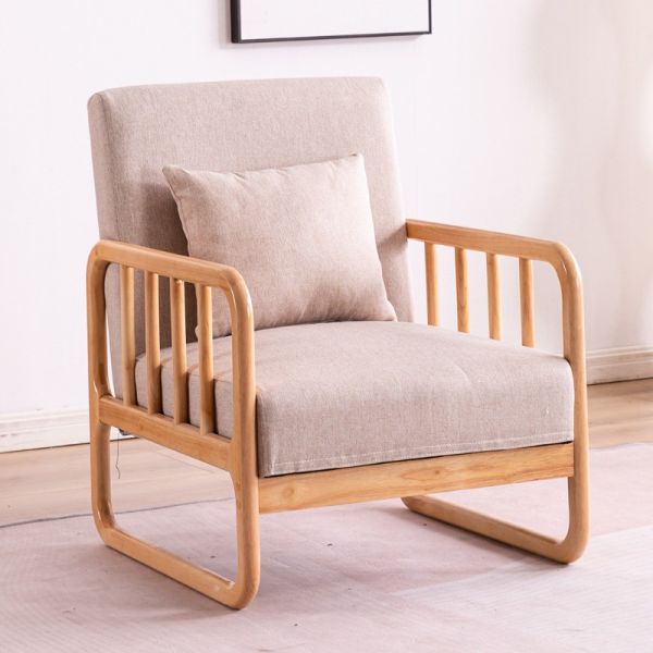 Upholstered Armrest Kid Sofa Solid Wood Loveseat 3 Seater Couch Linen Material Living Room Chair for Reading Accent