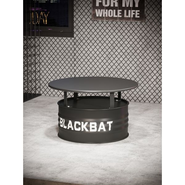 Black Oil Drum Table And Chair Tea Shop Metal Table And Chair Customized