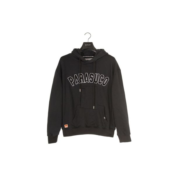 Black Towel Embroidered Mens Hoodie 320gram 65% Polyester 35% Cotton