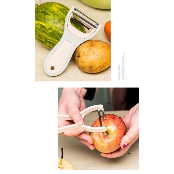 Ergonomic Anti-Slip Handle 2-in-1 Potato Carrot Peeler Stainless Steel Chopper Tool for Cutting Fruit Vegetables