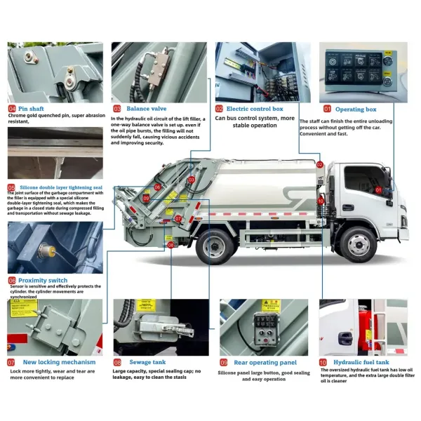 New Shacman HOWO Dongfeng 4X2 6X4 Transfer Refuse Vehicle Rear Side Loader Swing Arm Hook Lift Hooklift Waste Compactor Garbage Collection Truck