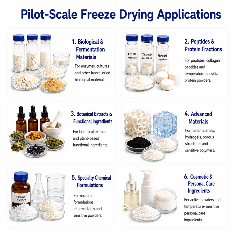 -75℃ 15 kg/batch Pilot Freeze Dryer Automatic Hydraulic In-Situ Stoppering Lyophilizer