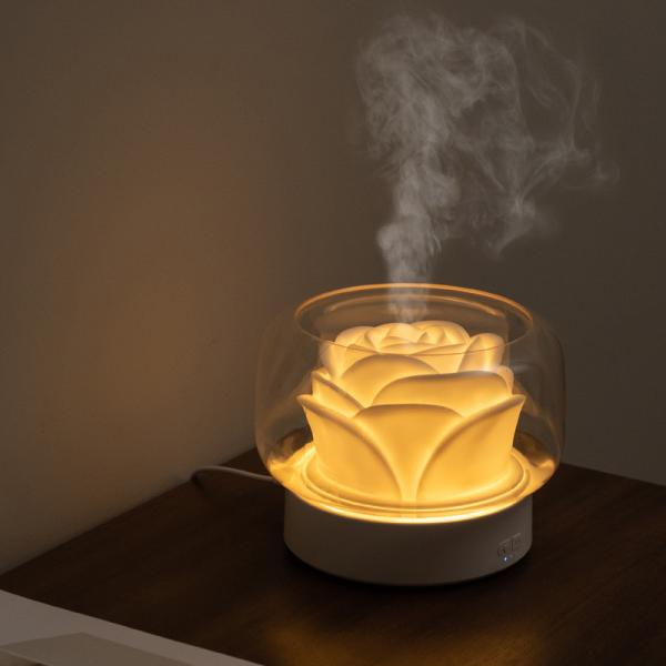 ED Night Light Aroma Oil Diffuser 400ml Humidifier Flower Shape White