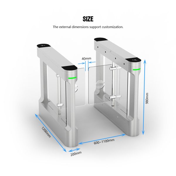 HCW IP42 Swing Barrier Turnstile,10mm Plexiglass Security Turnstile Gate and 30-40 People/Minute Throughput for Secure Access Control