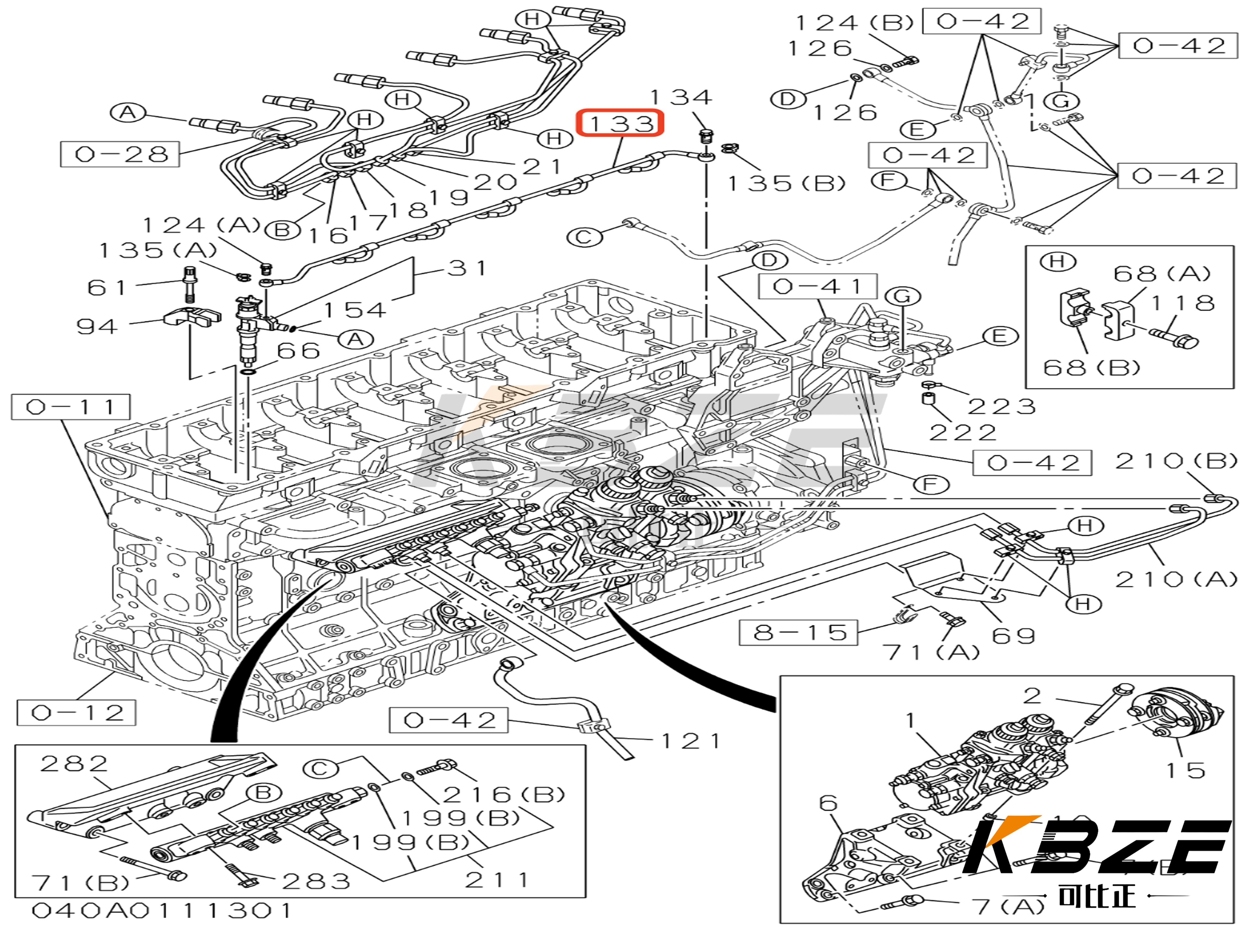 KBZE 8-97603112-0 HITACHI ZAX470 FIT FOR ISUZU 6UZ1 ENGINE FUEL LEAK OFF PIPE