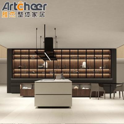 Mail Packing N Kitchen Cabinet with Wood Unit Wall Cabinet and Island in White Color