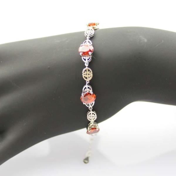Women Jewelry 925 Silver Bracelet  Garnet Cubic Zirconia Tennis Bracelet(H07)