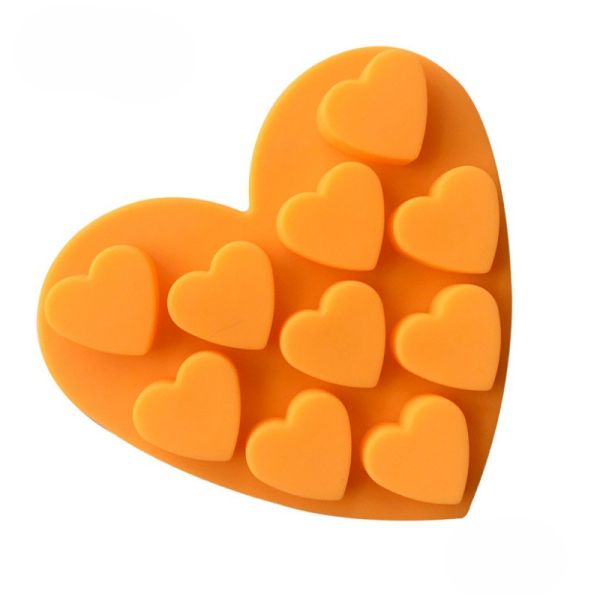 Disposable Dark Red Silicone Soap Mold for 10 Heart-Shaped Chocolate Kitchen Supplies