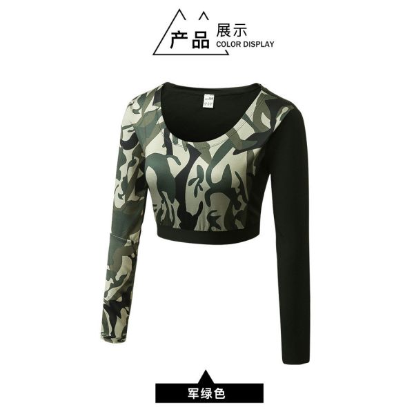 Армия военная камуфляж тактические женщины длинные рукава фитнес футболка