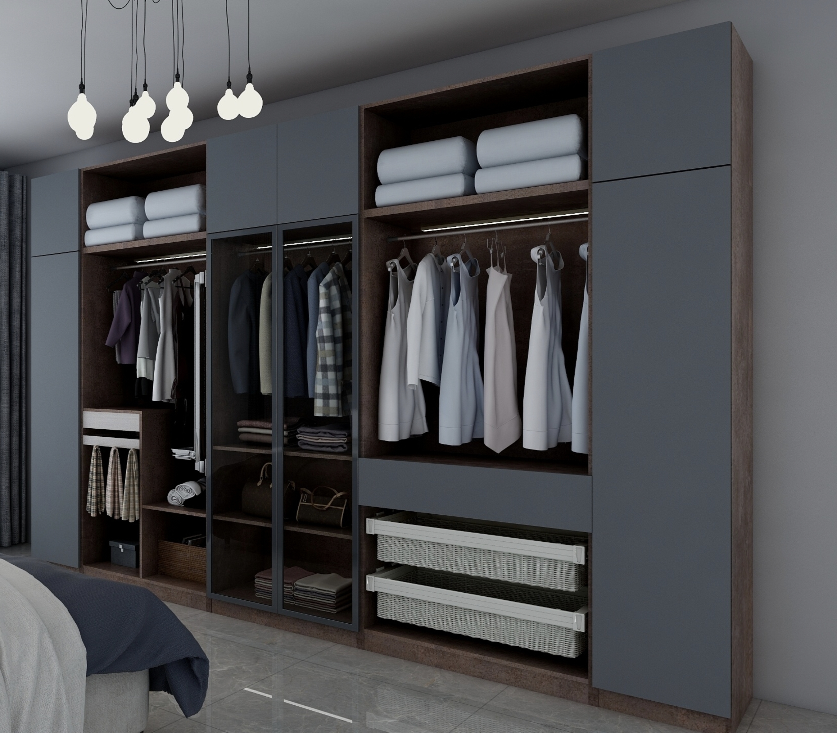 Apartments Stainless Steel Wardrobe Mold Free With Soft Closing Hinges