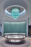 Techo de joyería azul verde cascada de hielo hecha a mano hielo soplado personalizado lámpara de araña de estalagita Hotel lobby villa lámpara de araña de ingeniería lámparas no estándar personalizado