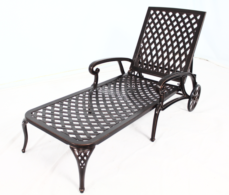 Outdoor Sun Lounger Furniture Cast Aluminum Chaise Lounger