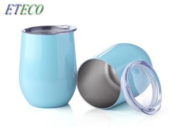 Easy Hold Cute Iced Coffee Tumbler , Insulated Stainless Steel Wine Glasses With Lid