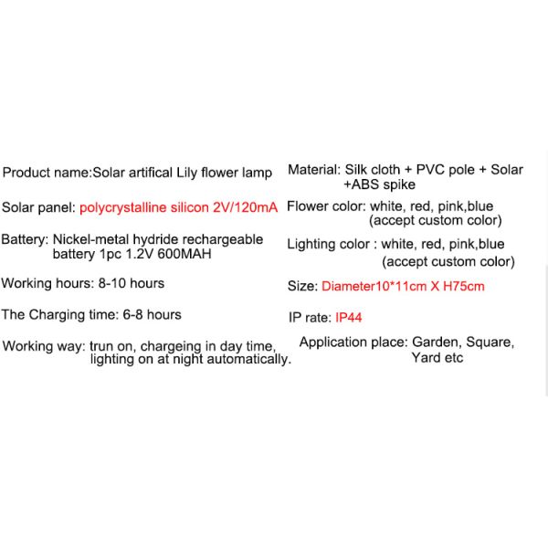 Solar LED 4 heads lily flower lights Lawn Lamp Outdoor Colorful Lamp can be customized