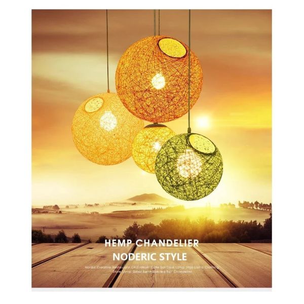 Loft Hanging Lamp Living Room Home Decoration Nordic Rattan Weaving Spherical Pendant light(WH-WP-145)