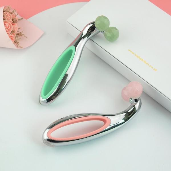 152*53.6*50mm Natural 3d V Shape Face Massager Jade Stone Facial Roller