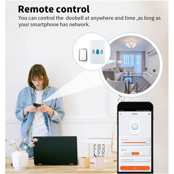 Porte Bell imperméable de sonnette d'IP44 Tuya de prise intelligente d'UE USA R-U