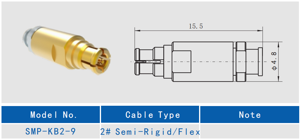 Female SMP RF Connector for Straight Cable 50Ohm